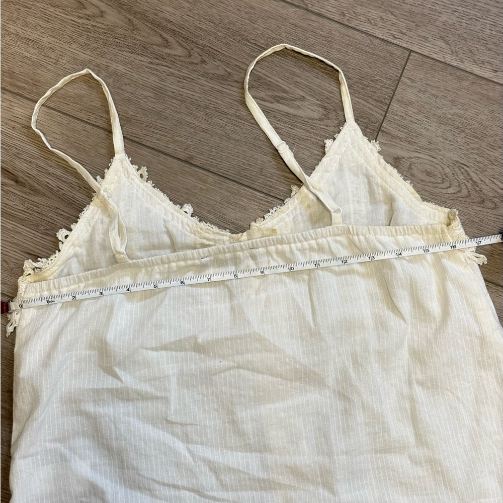 Black Tape Boho Romantic Lace Trim Button-Front Ivory Cotton Cami Top Sz.S - Picture 7 of 8